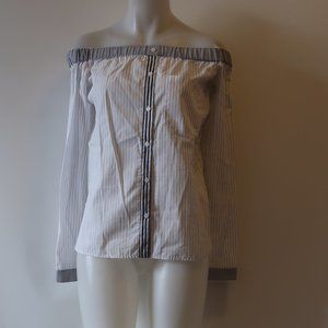 BAILEY/44 WHITE BLACK OFF SHOULDER TOP SZ 6 *